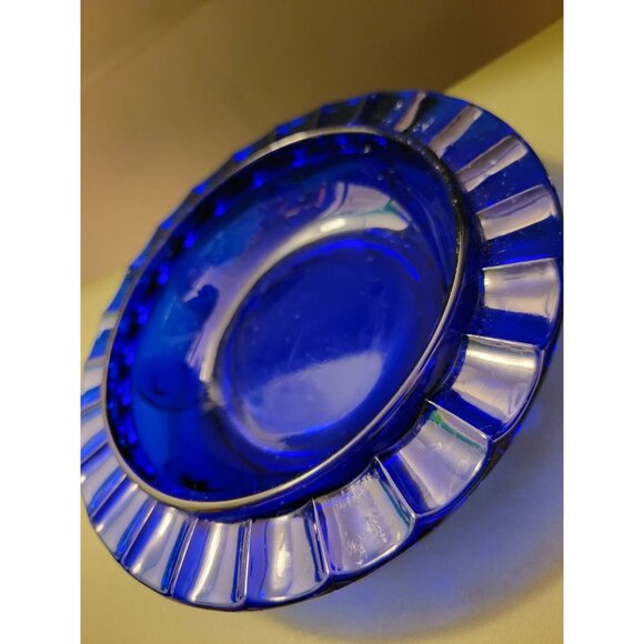Cobalt New Martinsville Moondrop Vintage Shallow Bowl Butter Dish Bottom 1930s-4 - Picture 5 of 9